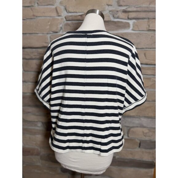 Rag Poets Blue And White Oversized Striped Tshirt Sz XS - Picture 3 of 9